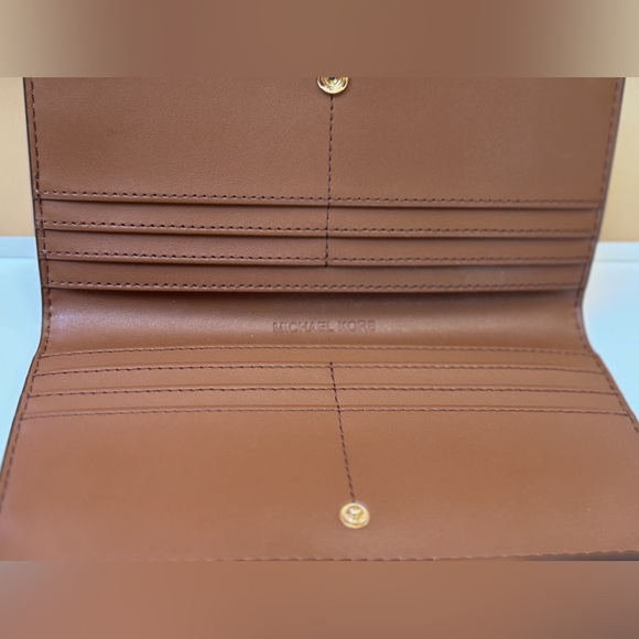 Michael Kors Jet Set Reed Large Bifold Wallet MK Vanilla/Brown - Picture 4 of 11